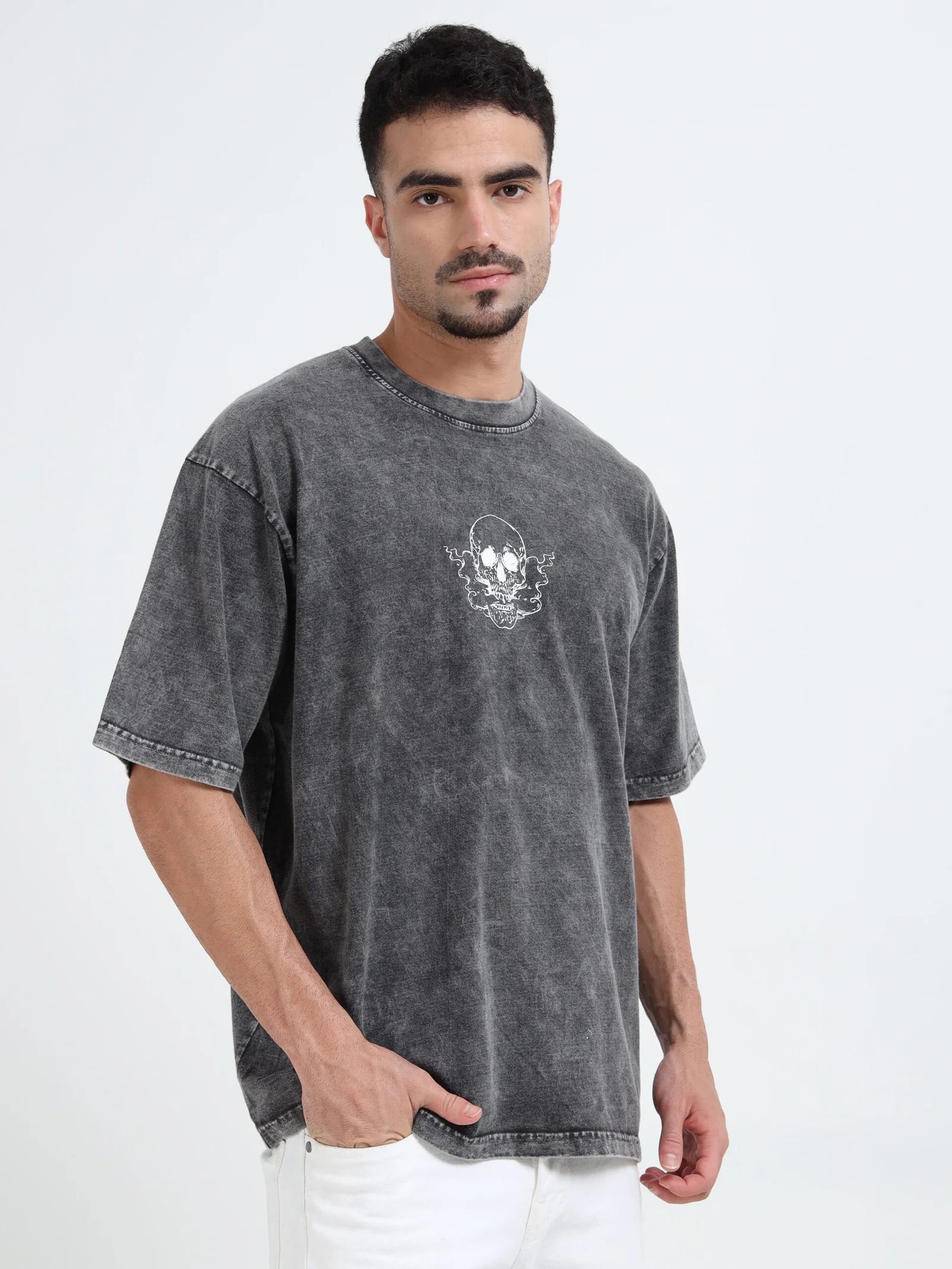 Dark Acid Wash Sinister Symphony Oversize T-shirt