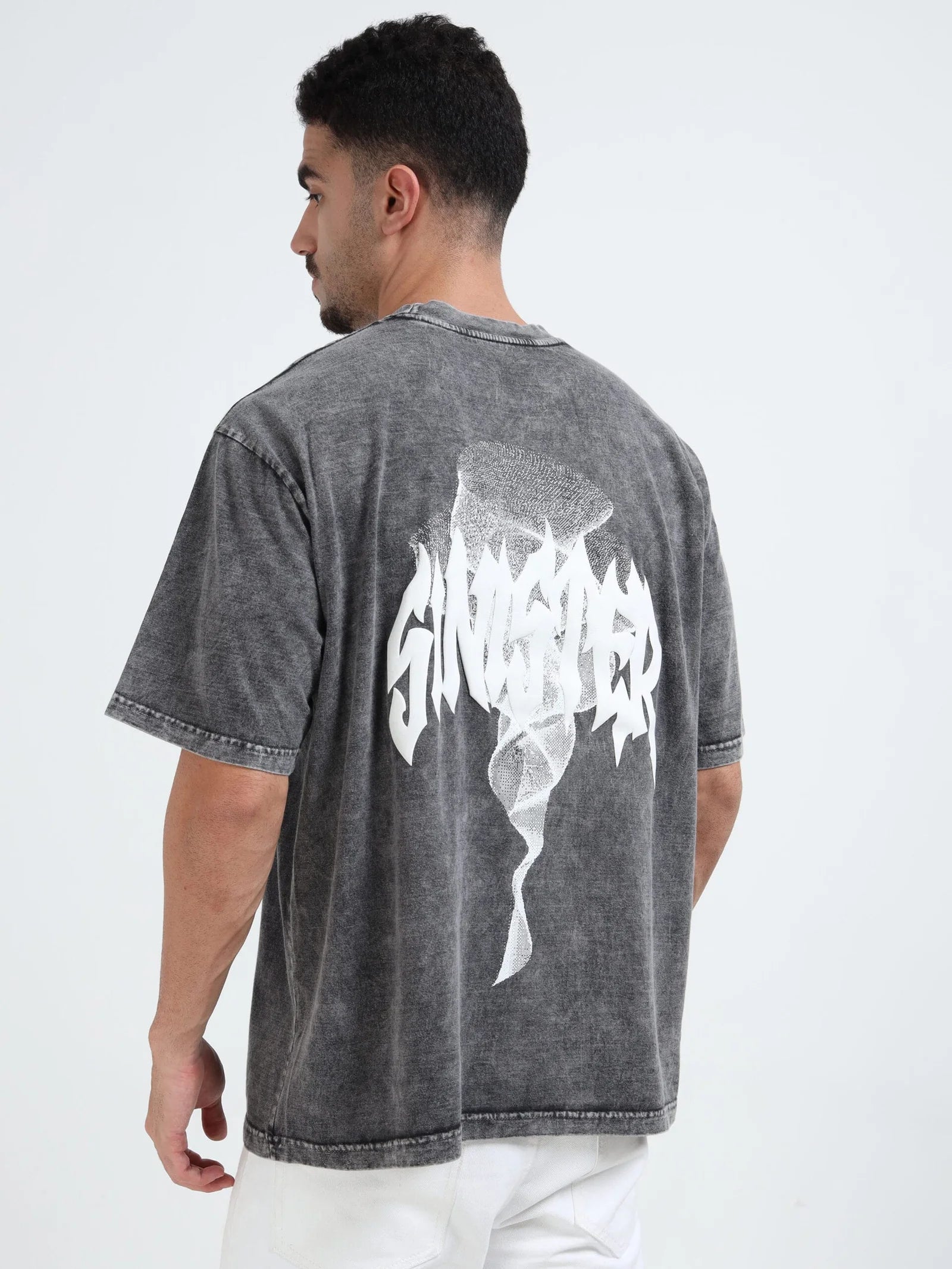 Dark Acid Wash Sinister Symphony Oversize T-shirt