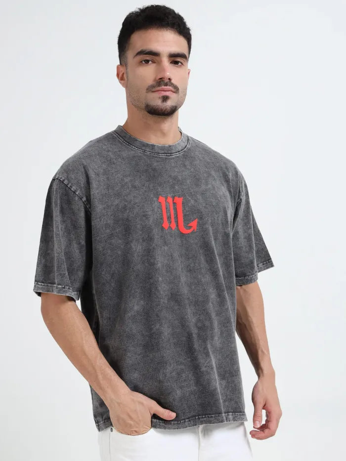 Dark Acid Wash Crab Voyager Oversize T-shirt