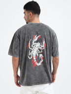 Dark Acid Wash Crab Voyager Oversize T-shirt