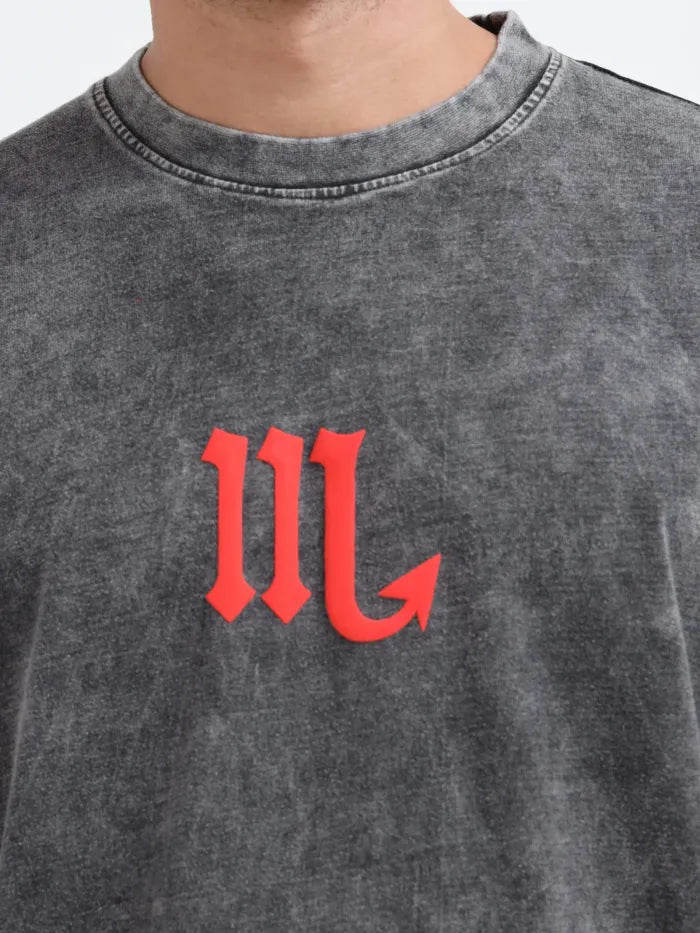 Dark Acid Wash Crab Voyager Oversize T-shirt