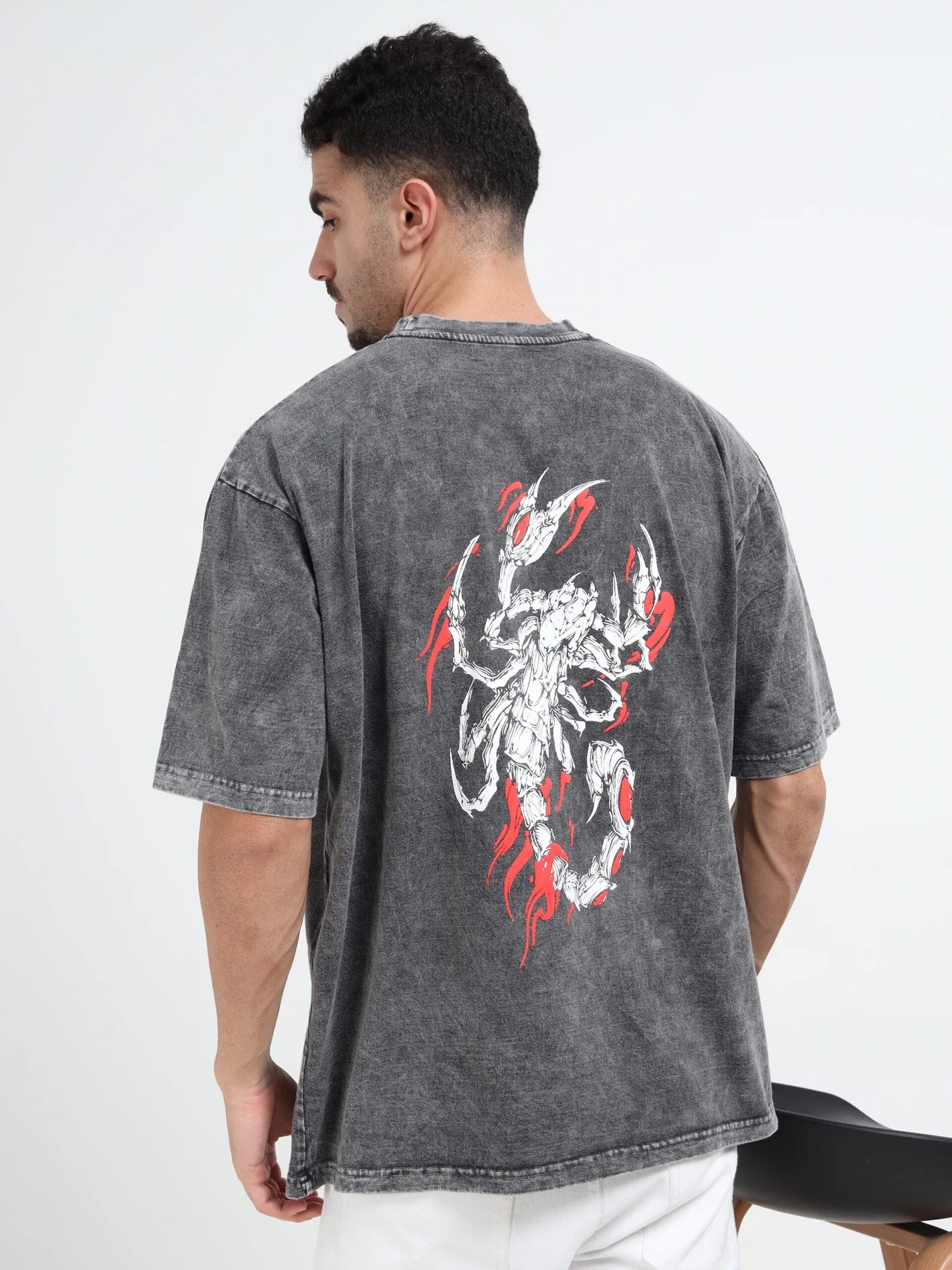 Dark Acid Wash Crab Voyager Oversize T-shirt