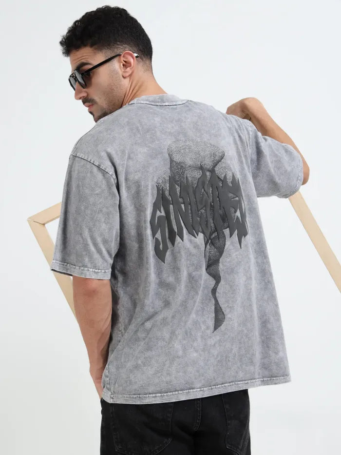 Acid Wash Sinister Symphony Oversize T-shirt