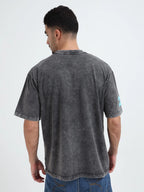 Dark Acid Wash Thunderbolt Oversize T-shirt