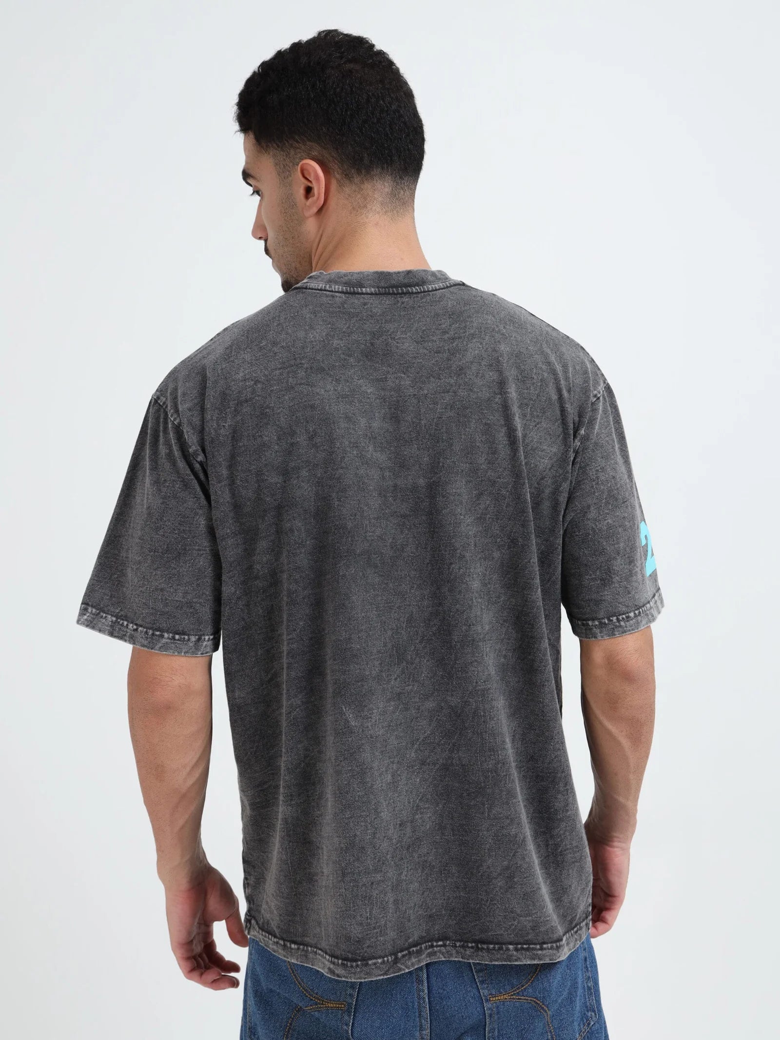 Dark Acid Wash Thunderbolt Oversize T-shirt