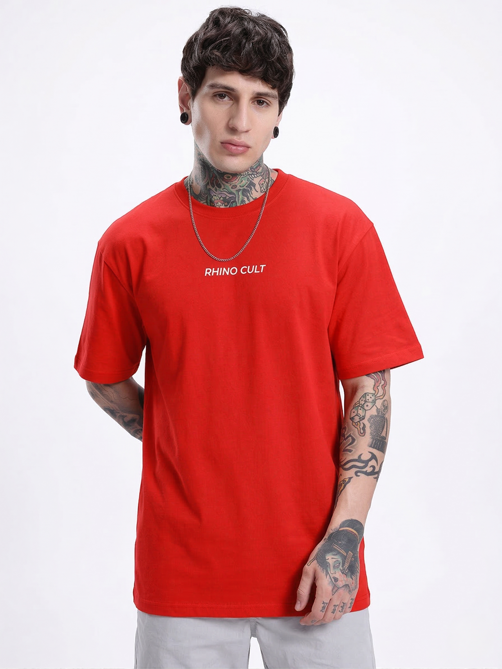 Rhino Cult Essential Red Oversize Tee