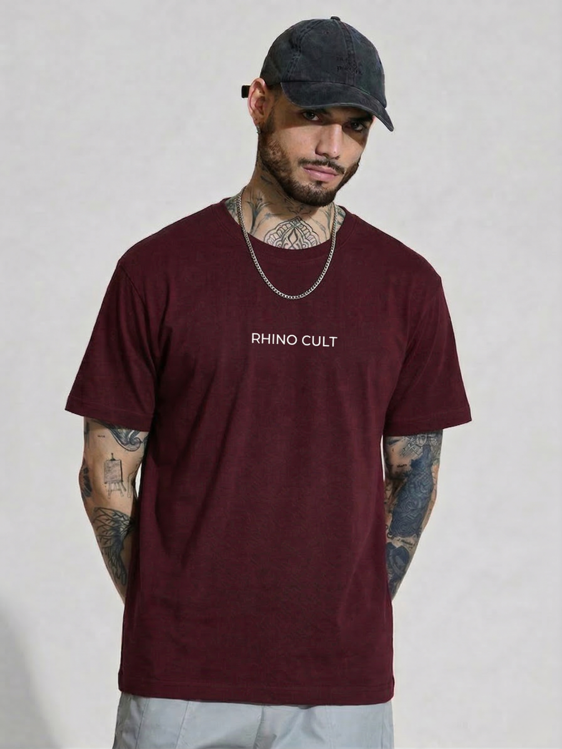 Rhino Cult Essential Red Wine Oversize Tee