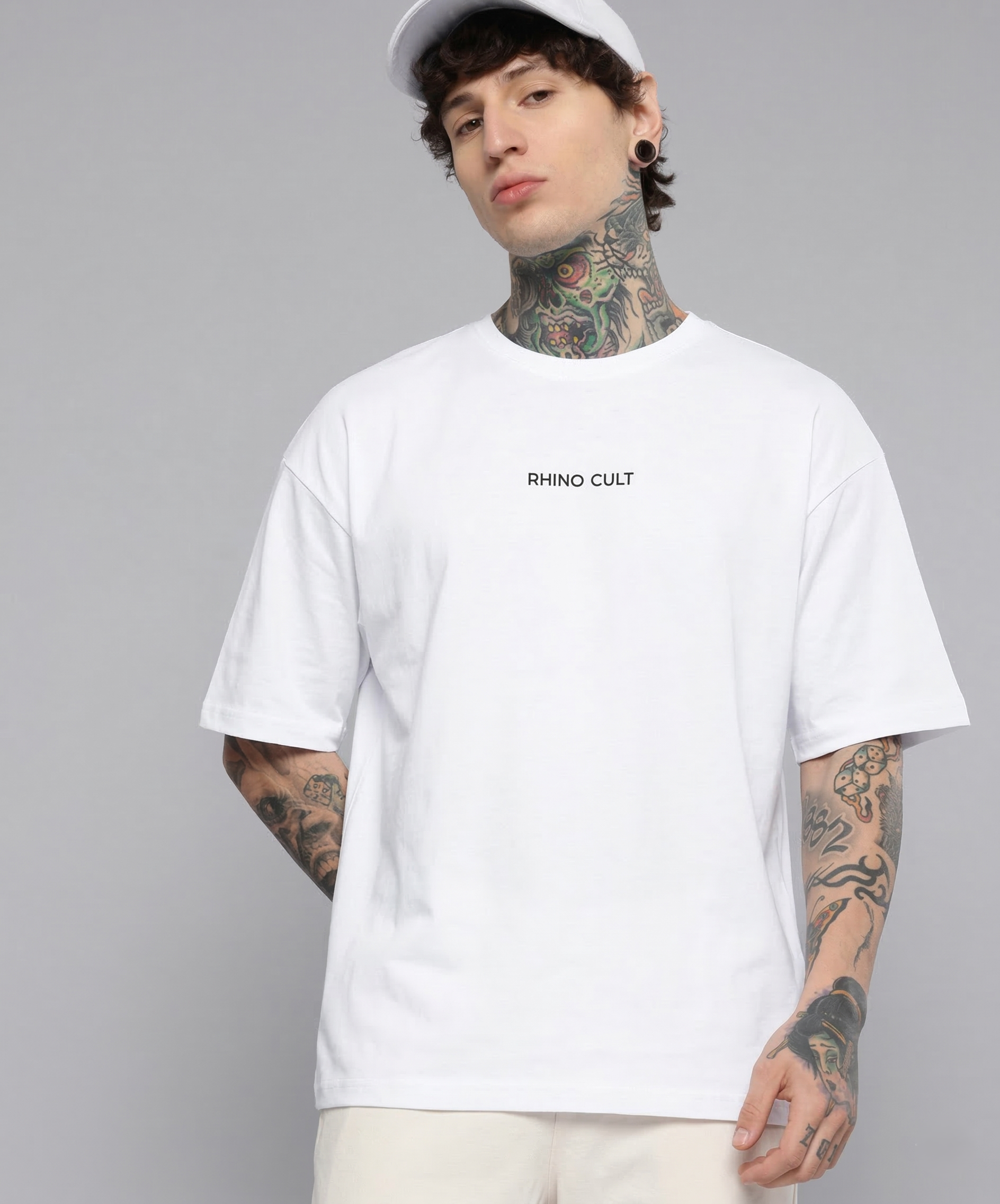 Rhino Cult Essential White Oversize Tee