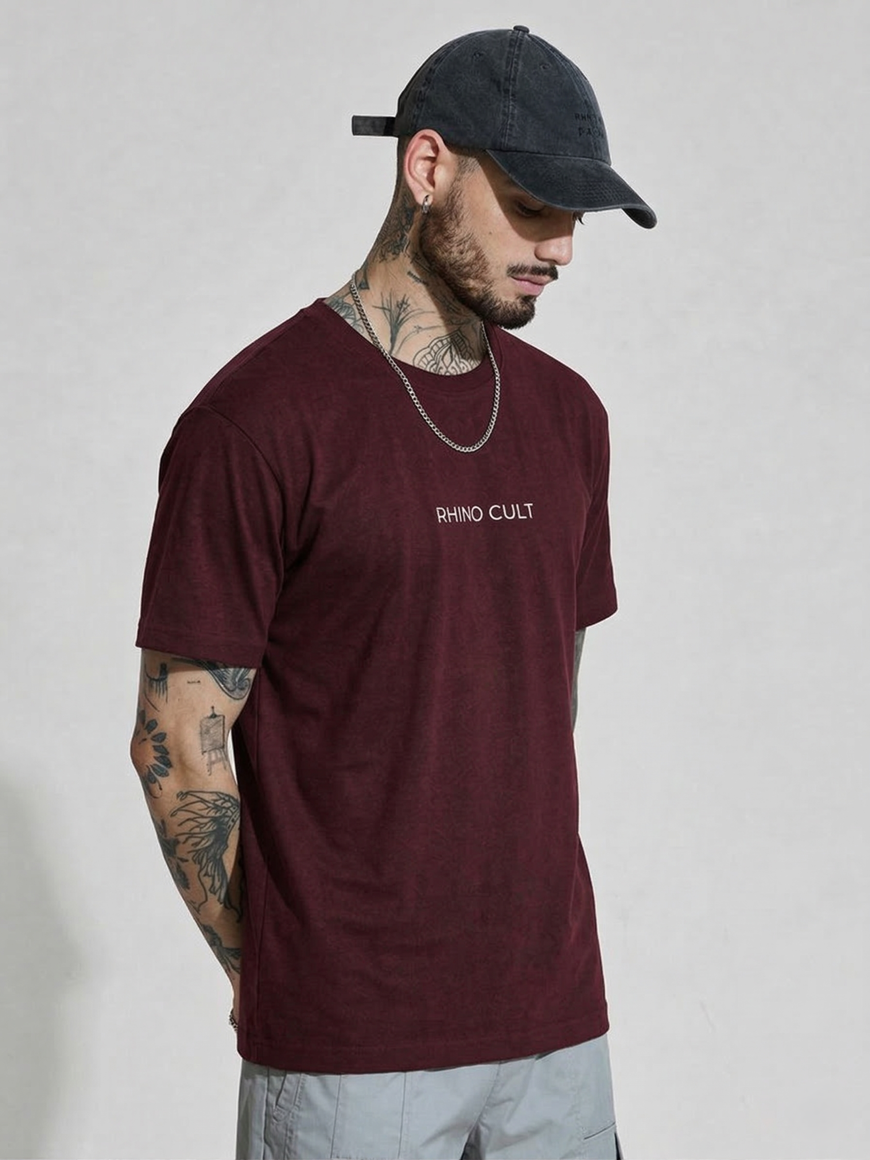 Rhino Cult Essential Red Wine Oversize Tee