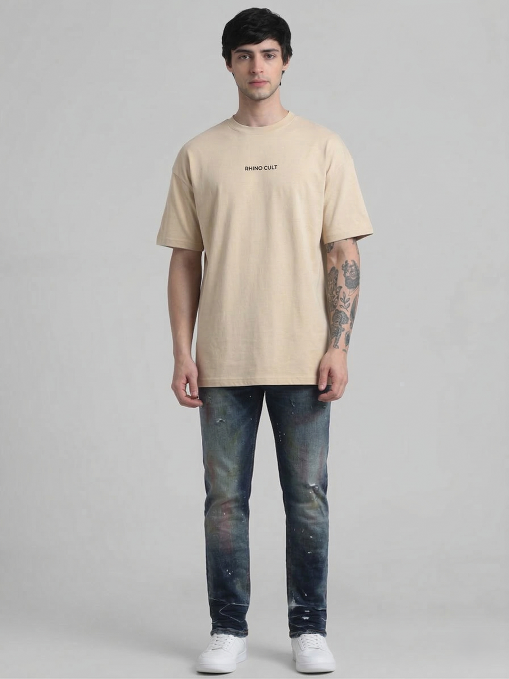 Rhino Cult Essential Biege Oversize Tee
