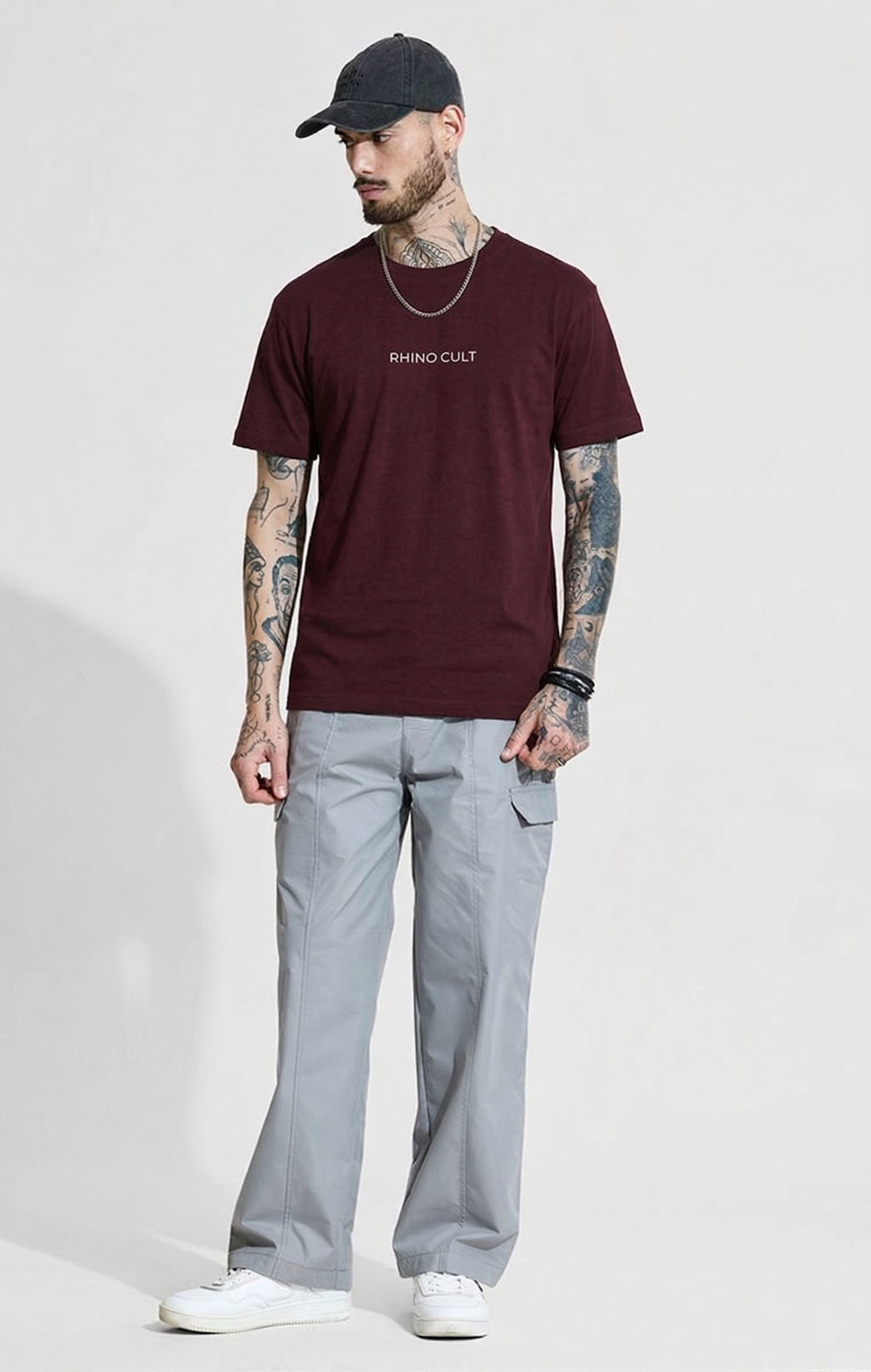 Rhino Cult Essential Red Wine Oversize Tee