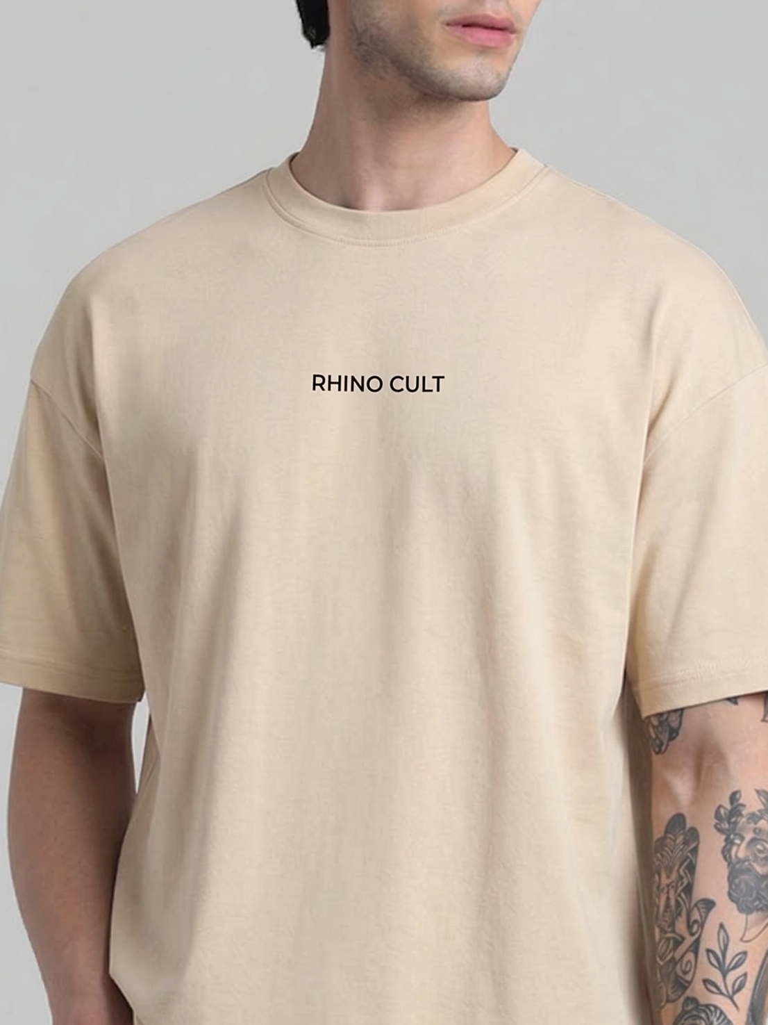Rhino Cult Essential Biege Oversize Tee
