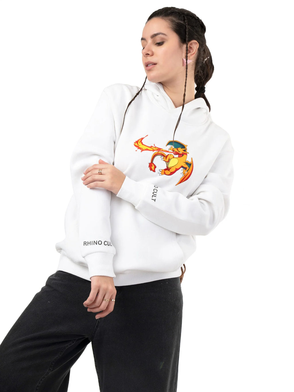 Charizard’s Flamethrower Embroidery Hoodie