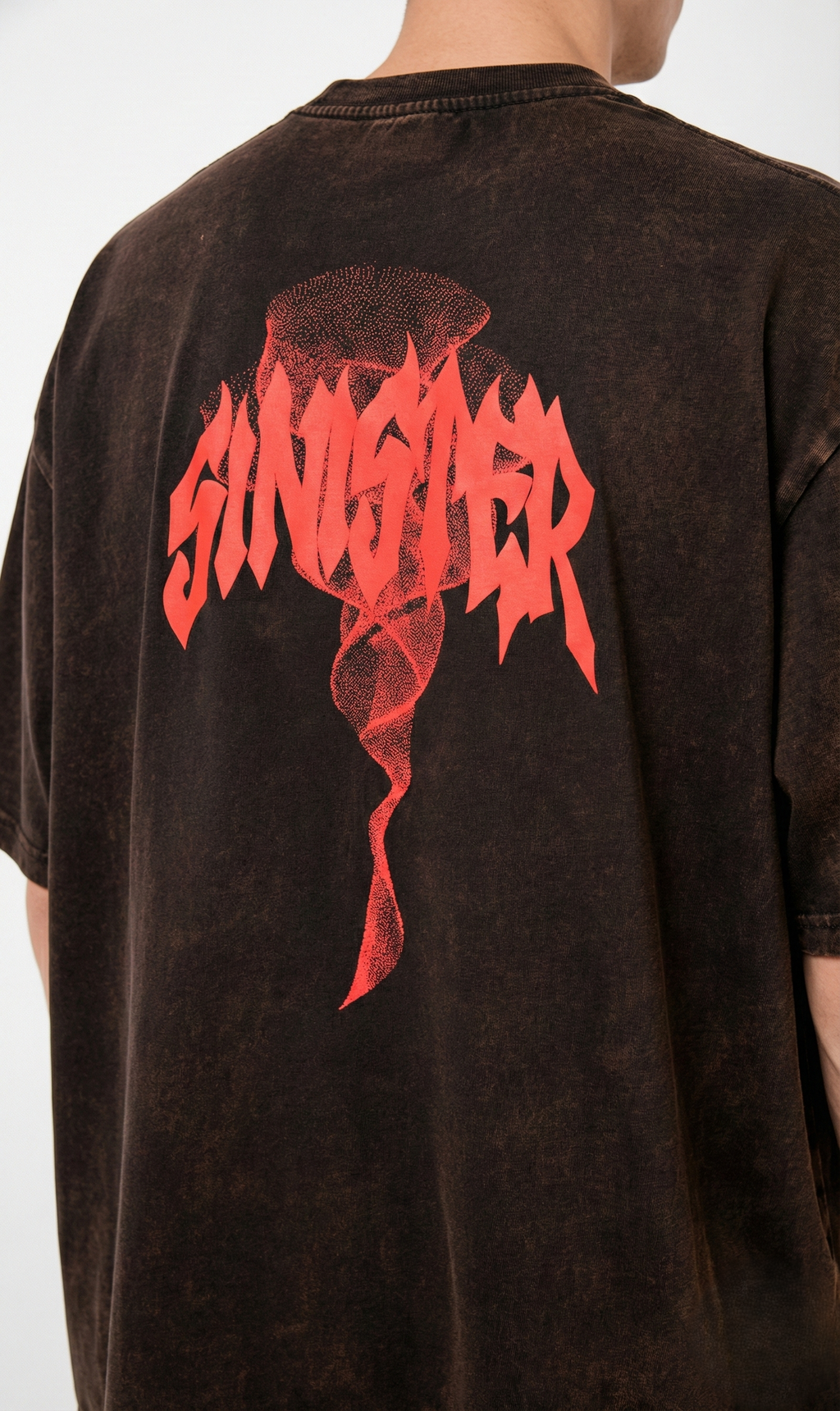 Brown Acid Wash Sinister Symphony Oversize T-shirt