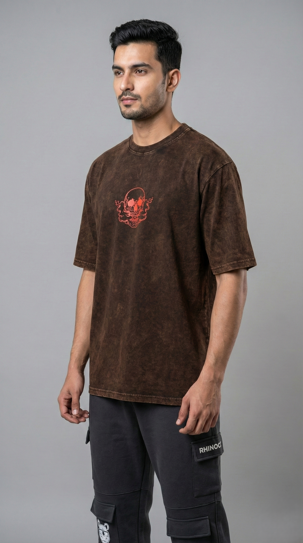 Brown Acid Wash Sinister Symphony Oversize T-shirt