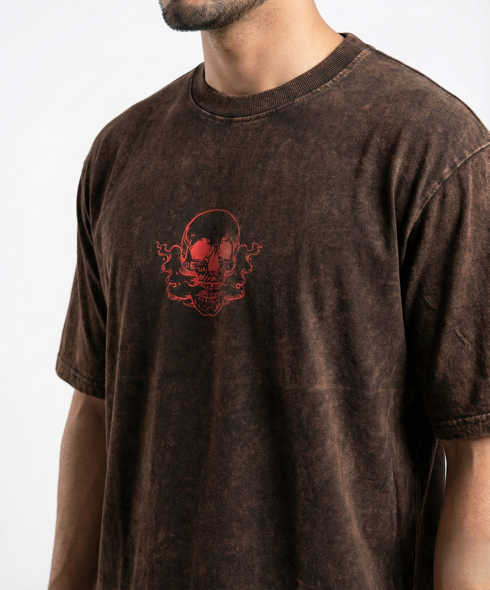 Brown Acid Wash Sinister Symphony Oversize T-shirt