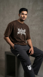 Brown Acid Apex Weaver Graphic Oversized T-shirt