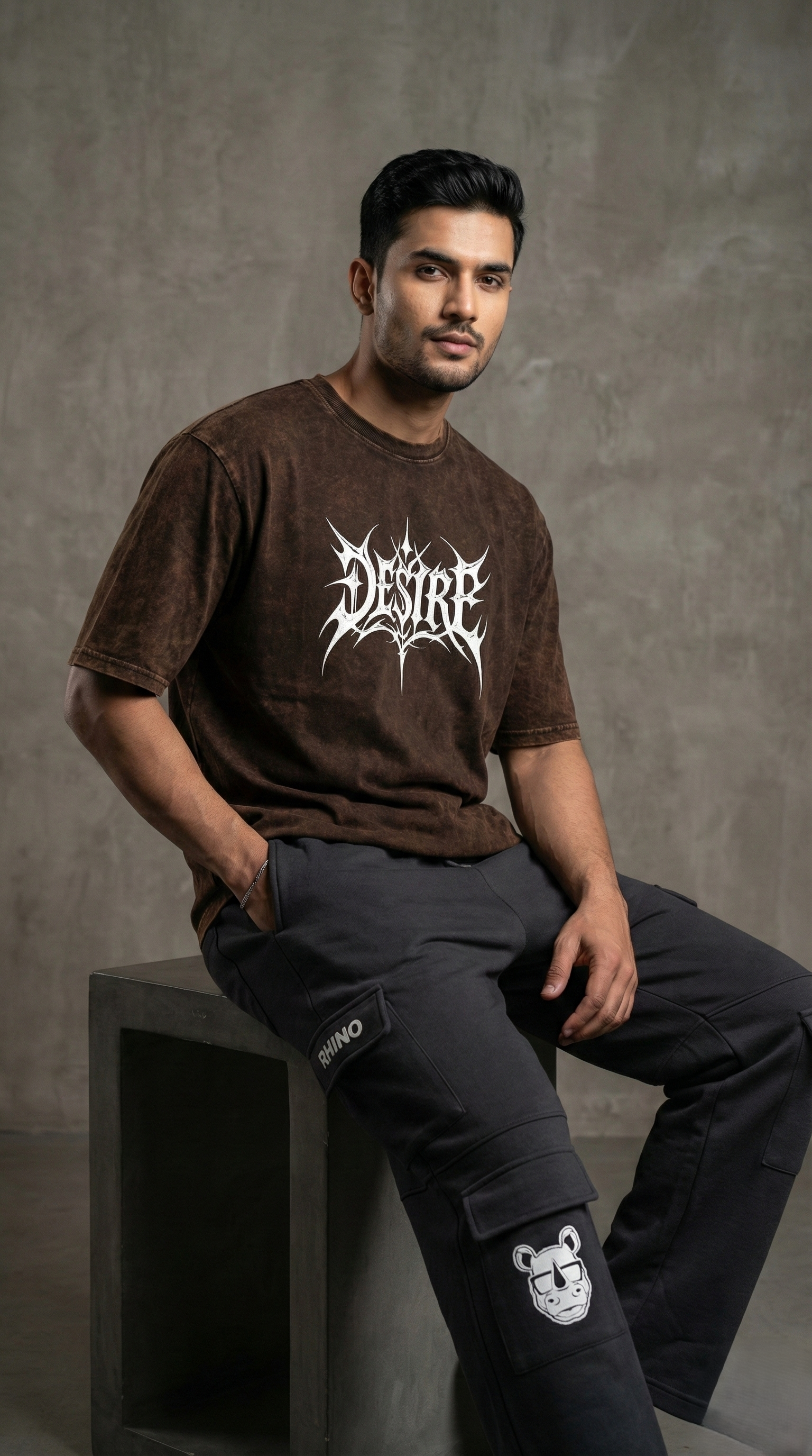 Brown Acid Apex Weaver Graphic Oversized T-shirt