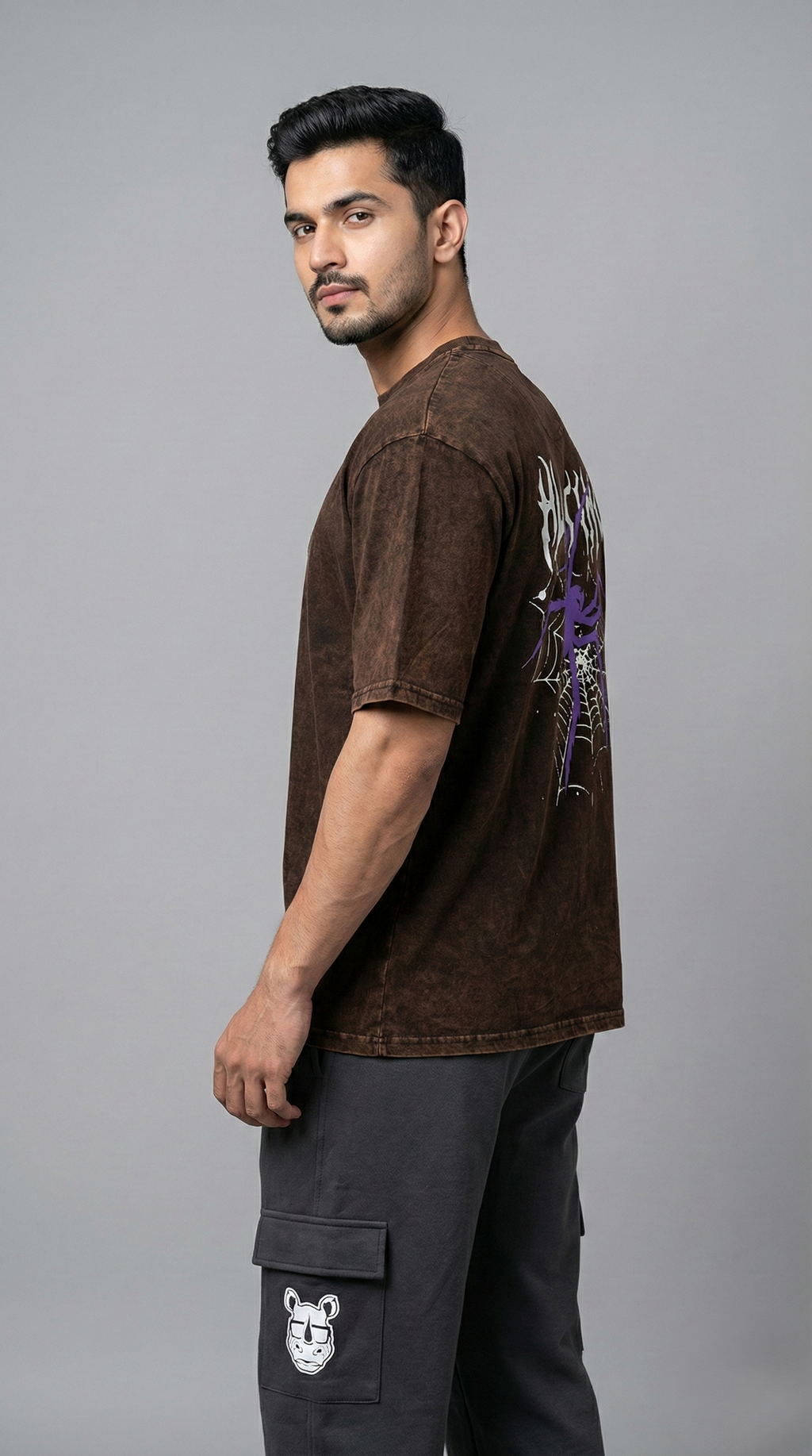 Brown Acid Apex Weaver Graphic Oversized T-shirt