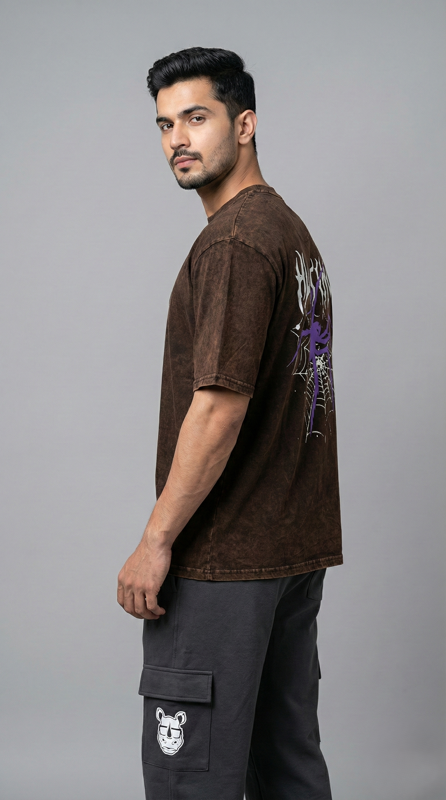 Brown Acid Apex Weaver Graphic Oversized T-shirt