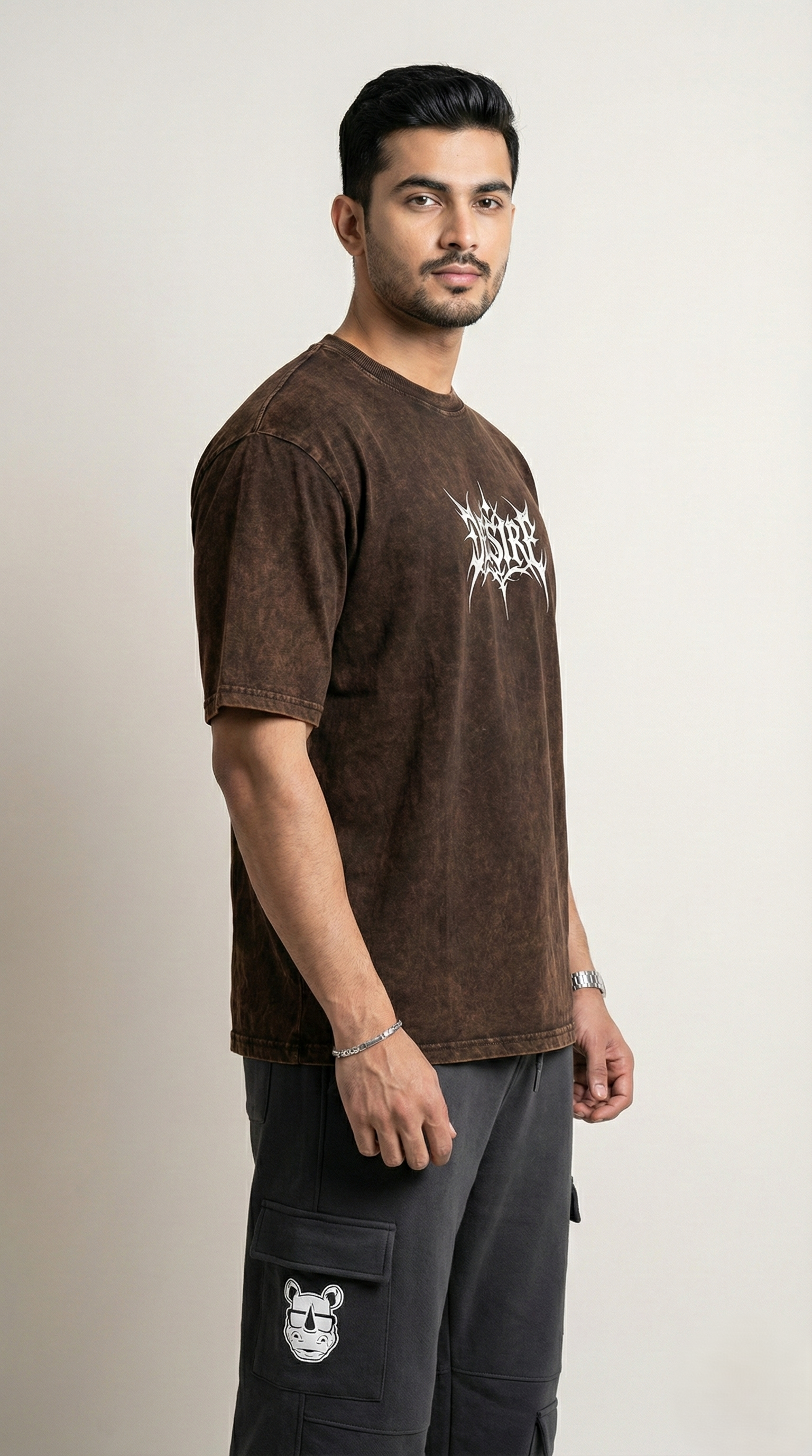 Brown Acid Apex Weaver Graphic Oversized T-shirt