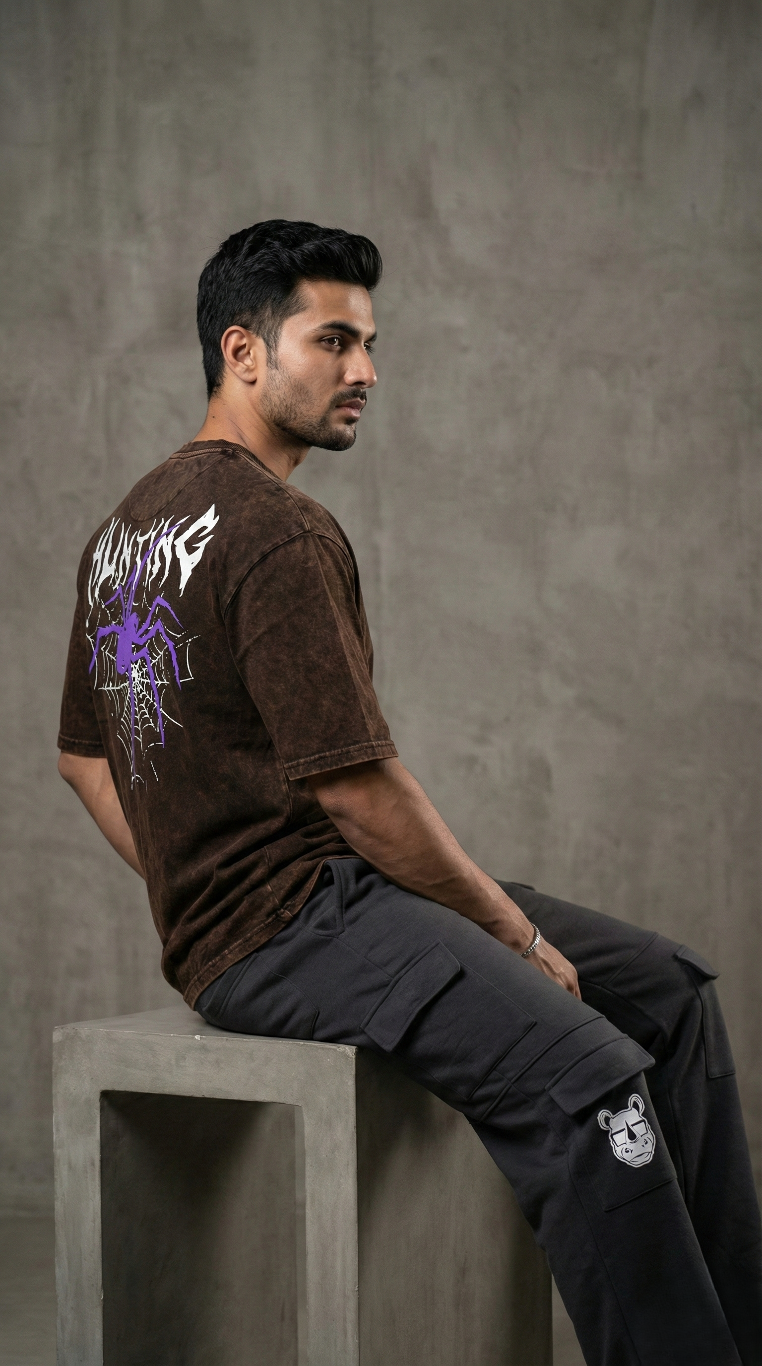 Brown Acid Apex Weaver Graphic Oversized T-shirt