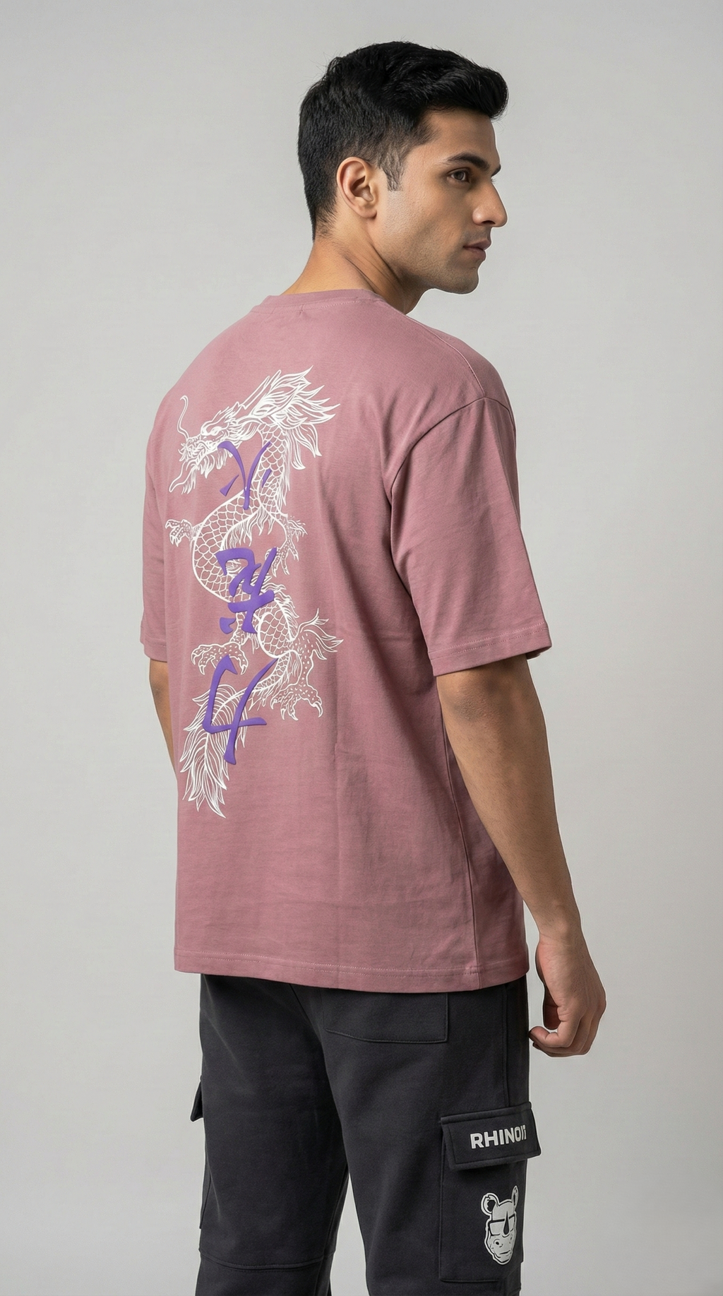 Light Pink Dragon Fire Oversized T-shirt
