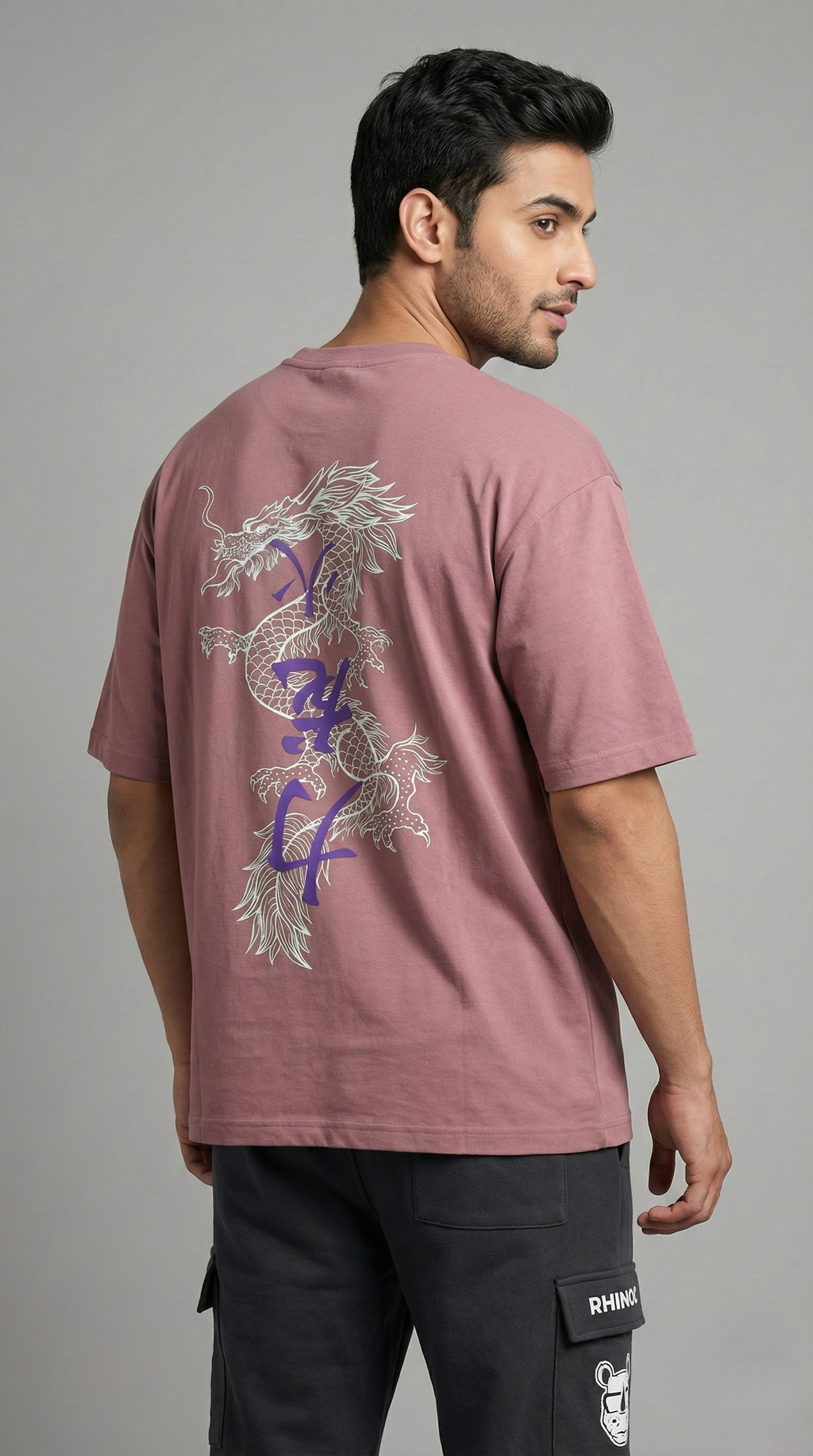 Light Pink Dragon Fire Oversized T-shirt
