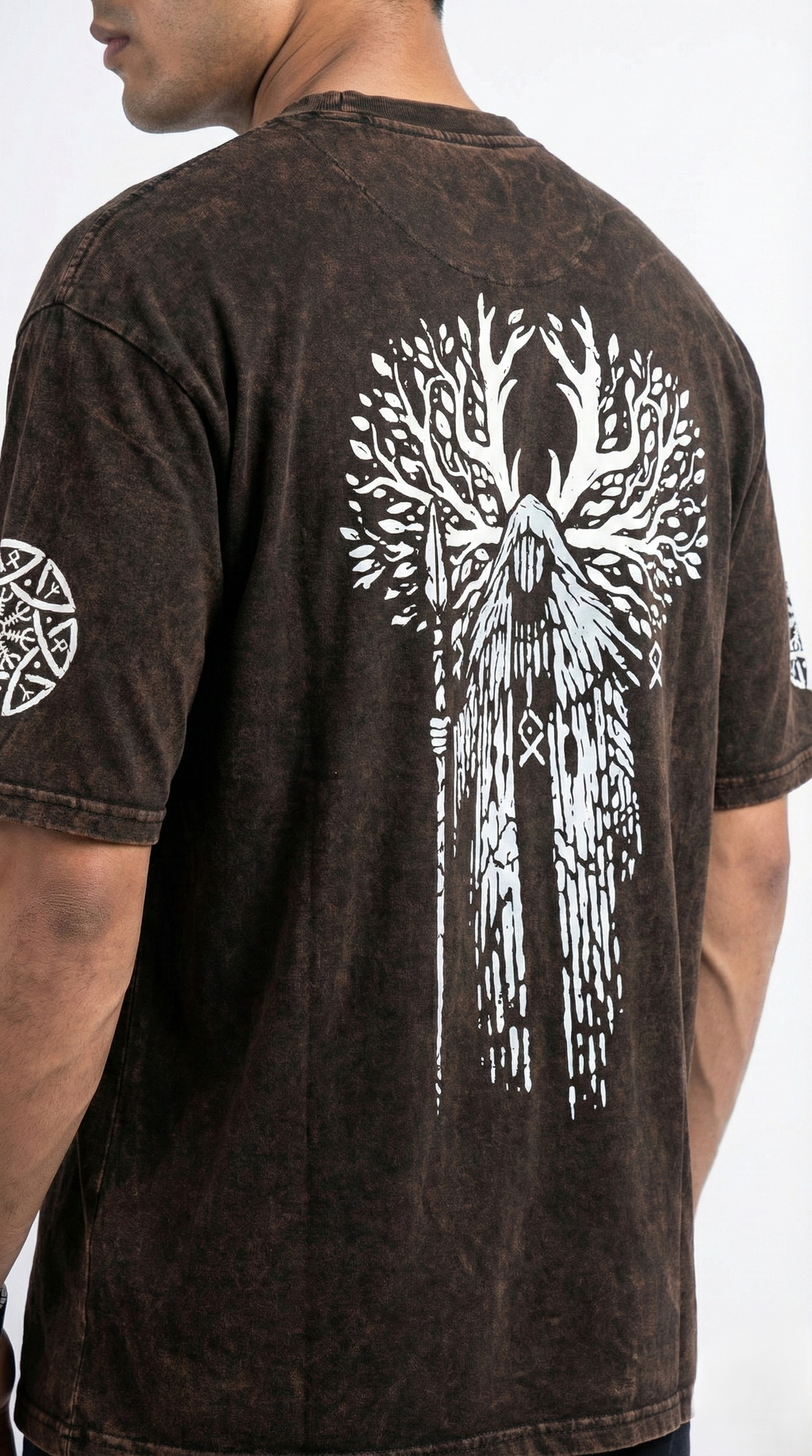 Brown Acid Wash Mayan Priest Oversize T-shirt